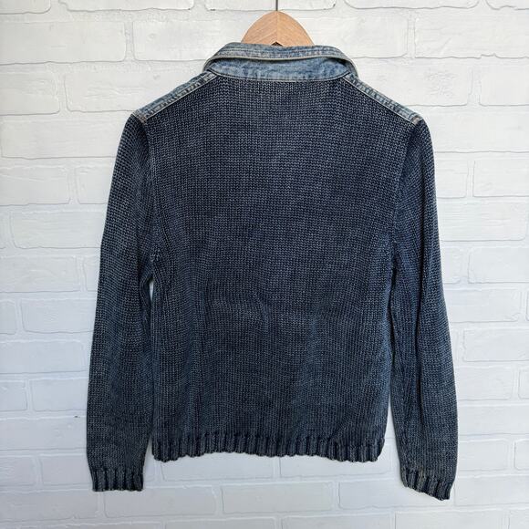 Paris Blues Women's 100% Cotton Blue Jean Sweater Snap Jacket Pockets sz S - Picture 3 of 10